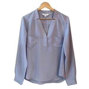 Nine West V-Neck Blouse - Pastel Blue Size Large